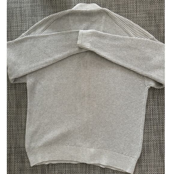 EVERLANE Men's No Sweat Waffle Fisherman Cardigan Sweater Ash Gray XL Preppy - Picture 3 of 6